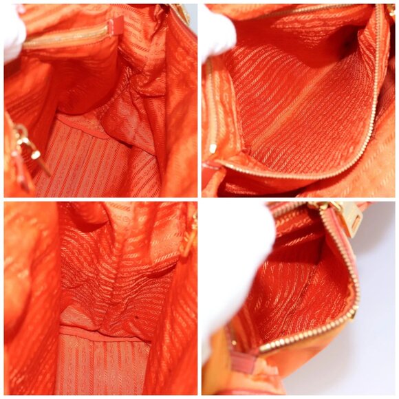 PRADA Hand Bag Nylon Leather 2way Orange Auth 99127 - Picture 15 of 16